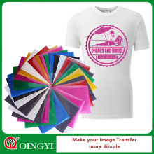 Qingyi transferência de calor glitter folhas de vinil para t-shirt